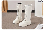 Girls Long Boots Children Knee-High Fashion Motorcycle Boots Rubber Soft Platform for Princess Kids High Boots Classic Winter