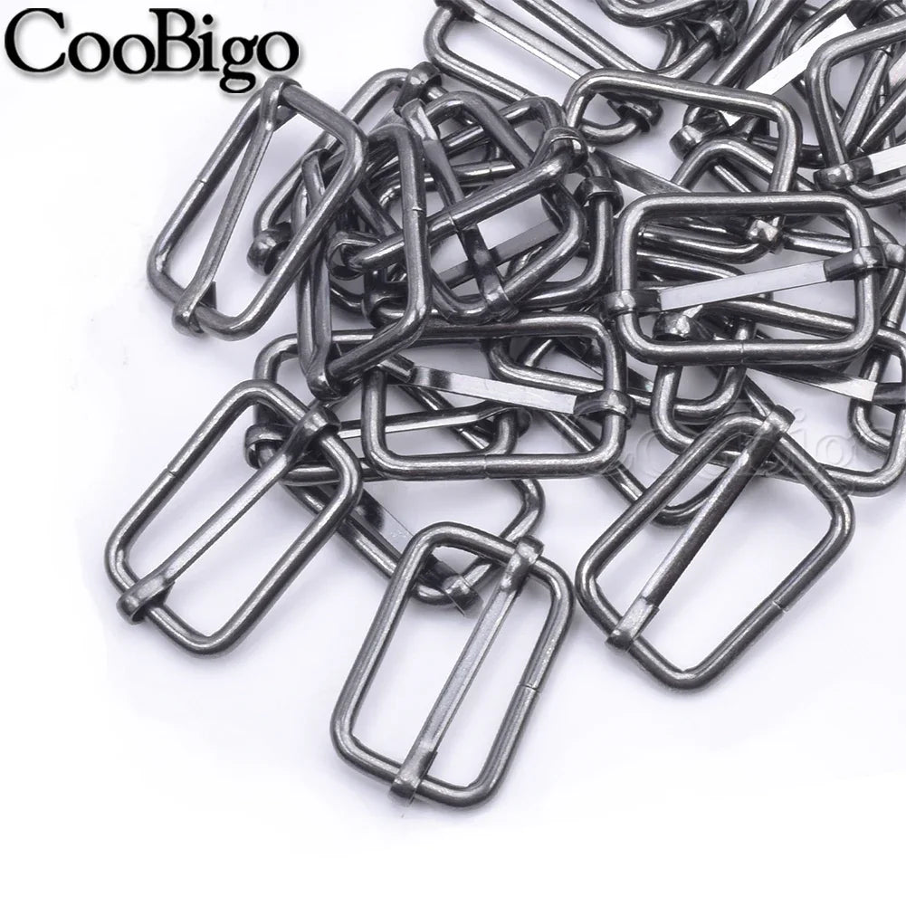 10pcs Metal Slides Tri-Glides Wire-Formed Roller Pin Buckles Slider Adjuster Bag Strap Accessories 15mm 20mm 25mm 32mm 38mm 50mm