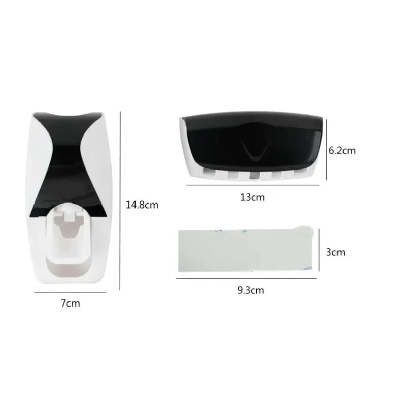 1 conjunto de suporte para escovas de dentes de fácil utilização com dispensador automático de pasta de dente e suporte de parede para escovas de dentes