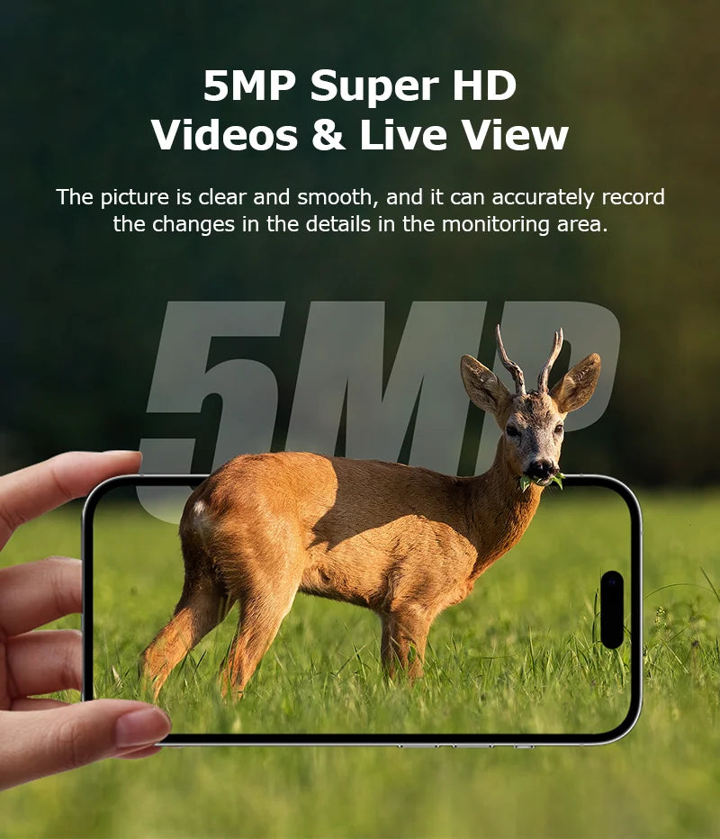 INQMEGA4G 2K 5MP PIR Motion Activated  Trigger Time Night Vision IP66 Hunting Trail Wildlife Battery Solar Camera Forest