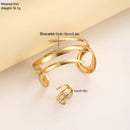 European And American Thick Bracelet And Ring Jewelry Set For Women Gold Color Geometric Line Bracelet Ring Combination Set Gift