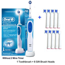 Cepillo de dientes eléctrico Oral B 2D, giratorio, con vibración, recargable, cerdas de acción cruzada, cuidado bucal, 4 cabezales de regalo gratis