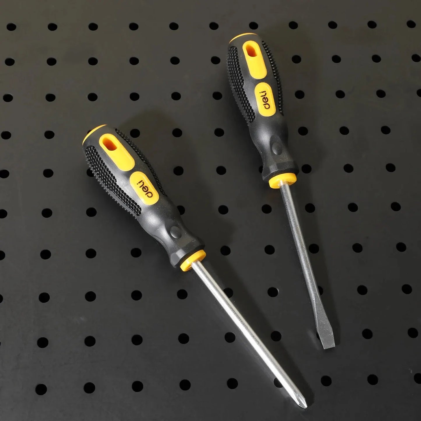 Deli 2pcs Magnetic Screwdriver Flat Head Cross Screwdriver Household Tool Set Handle Multi-Purpose Detachable Screwdriver