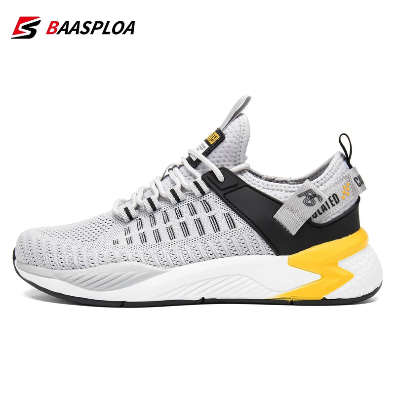 Baasploa Men Casual Sneakers New Mesh Breathable Sport Shoes For Men Lightweight Comfort Running Shoes Non-Slip Outdoor Male