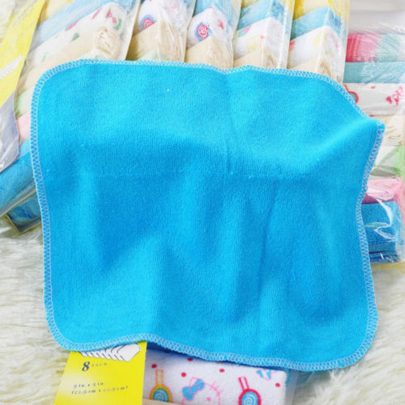 8PCS Baby Washcloths Set, Soft Absorbent Organic Cotton Washable Saliva Towel Face Wipes, Newborn Bath Face Towel Random Color