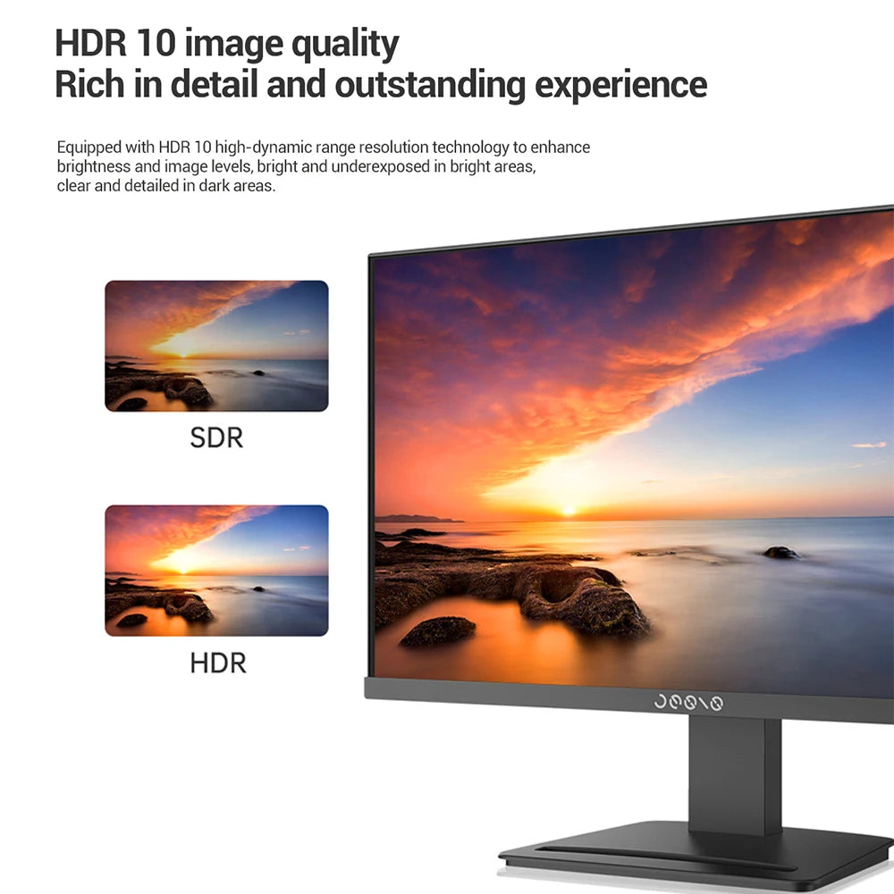 27inch LCD Monitor 1080P FHD 75Hz, Blu-ray Filtered Screen HDR 10 178°Wide Viewing Angle, Mobile Phone Bracket for Office Game