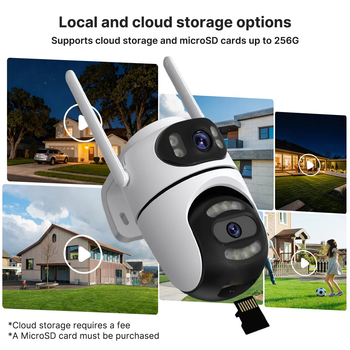 WONSDAR 2pcs Outdoor WIFI IP Camera Smart Home Security Protection PTZ Camera AI Auto Tracking Night Vision Surveillance iCsee