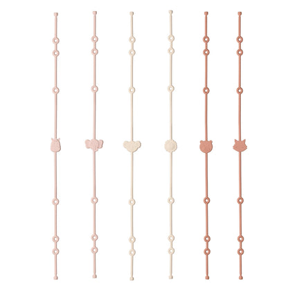 6 correas de silicona para juguetes de bebé, con forma de animal de dibujos animados, cadena de chupete ajustable antipérdida para cochecitos y tronas.