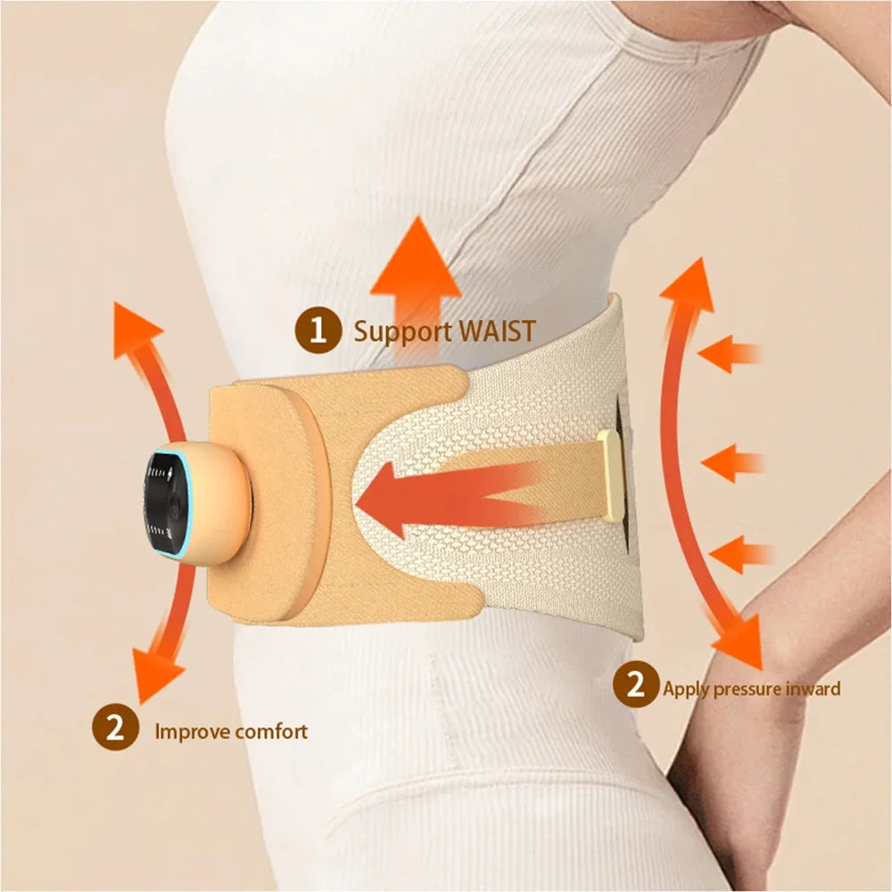 Cinturón de soporte lumbar ajustable para salud y bienestar, con percusión muscular, transpirable y protección lumbar, masajeador adelgazante con calor.
