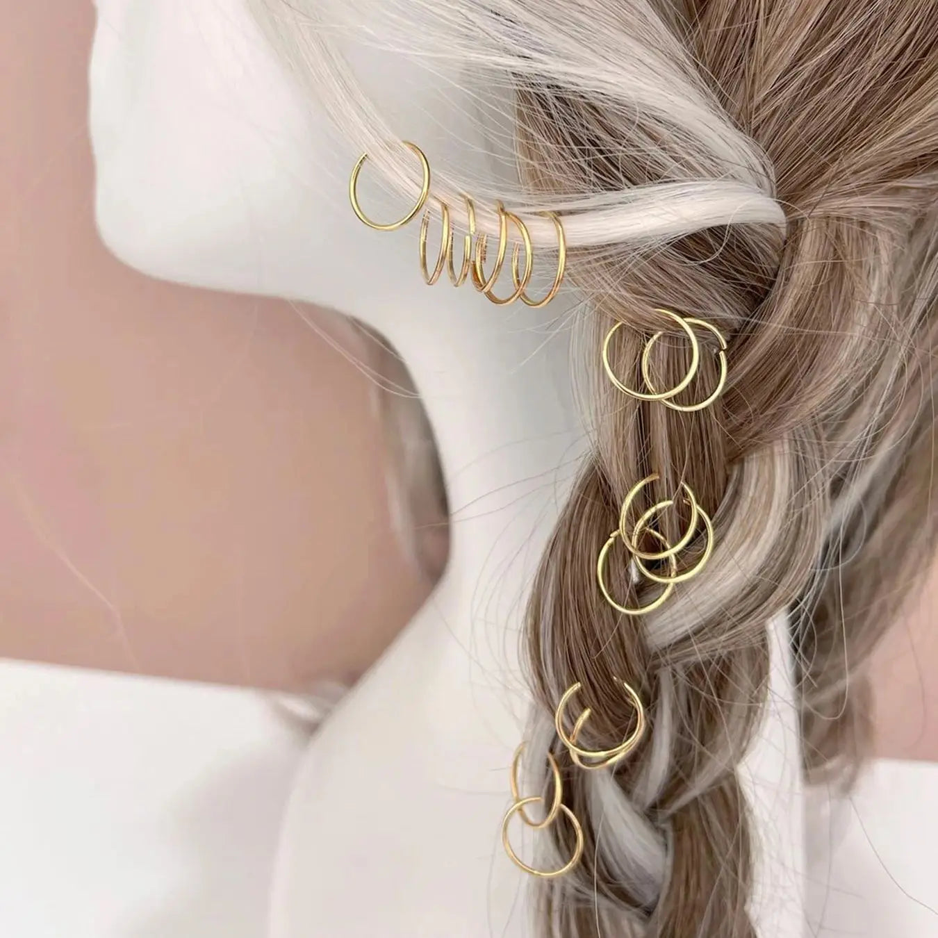 Anel de cabelo de salto aberto de metal 50 peças, dreadlocks contas trança de cabelo anéis clipes dread locks trança de cabelo punhos decoração/acessórios