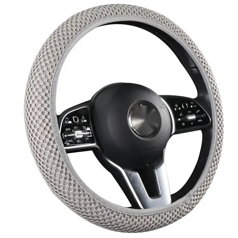 Elastic Elastic Steering Wheel Cover, Warm in Winter, Cool in Summer, Universal 15 Inches (About 38.1 Cm), Microfiber Breathable