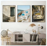 Retro Mediterranean Greece Landscape Poster Canvas Painting Wall Art Pictures Home Decoration Italian Lemon Orange Olive Tree