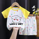 New Boys Summer Clothing Set Full Bear Print Cotton Short Sleeve T-shirts and Shorts 2PCS Breathable Outfit For Girls