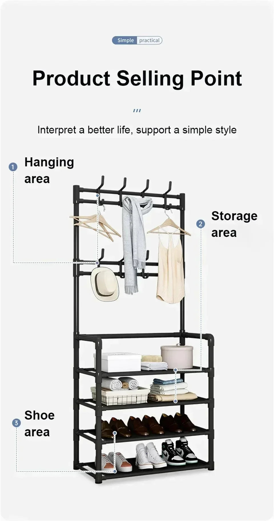 Zapatero multicapa para el hogar, multifuncional, para dormitorio, armario para zapatos y abrigos