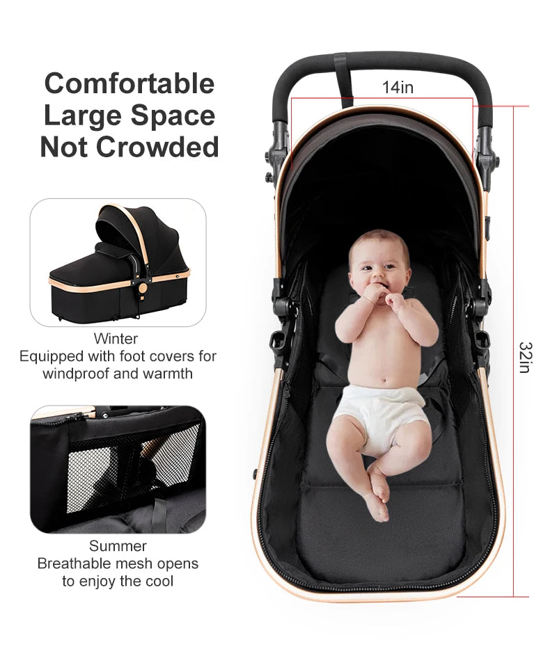 Cochecitos 3 en 1, cochecito de bebé, asiento de coche, cochecito de viaje, cochecito para recién nacidos, paisaje alto, artículos para madres, niños y bebés.