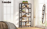 Tribesigns Bookshelf Storage Rack Standing Shelf 5 Tier Industrial Sturdy Bookshelf with Iron Pipe Frame