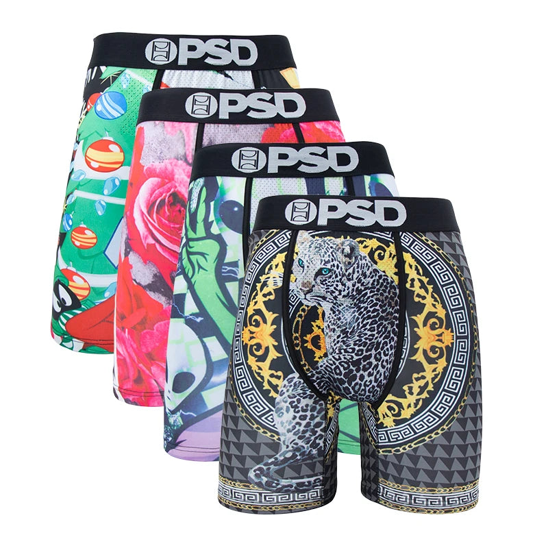 4Pcs Sexy Men Underwear Boxer Shorts Print Boxershorts Panty Cueca Male Panties Lingerie Fashion Underpants man