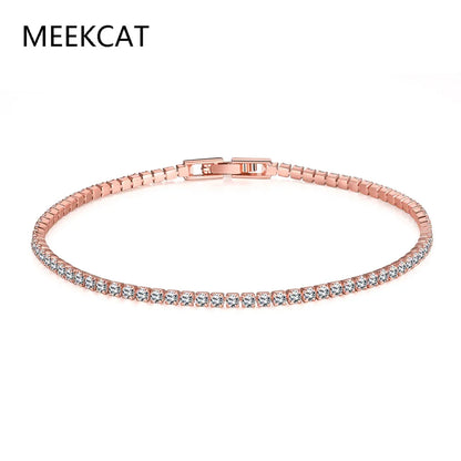 Pulsera de tenis de moissanita auténtica de 3 mm D VVS, con brillo de diamante, sólida S925, joyería para boda, regalo para mujer.