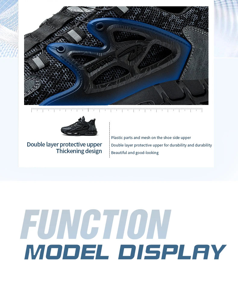 Rotating Button Safety Shoes Men Steel Toe Sneaker Air Cushion Work Shoes Man Puncture Proof Work Safety Boots Protective Shoes