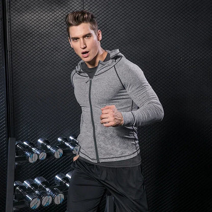Conjunto de ropa deportiva de compresión Rashguard para hombre, mallas para correr, gimnasio, entrenamiento, camiseta, cortavientos y leggings 