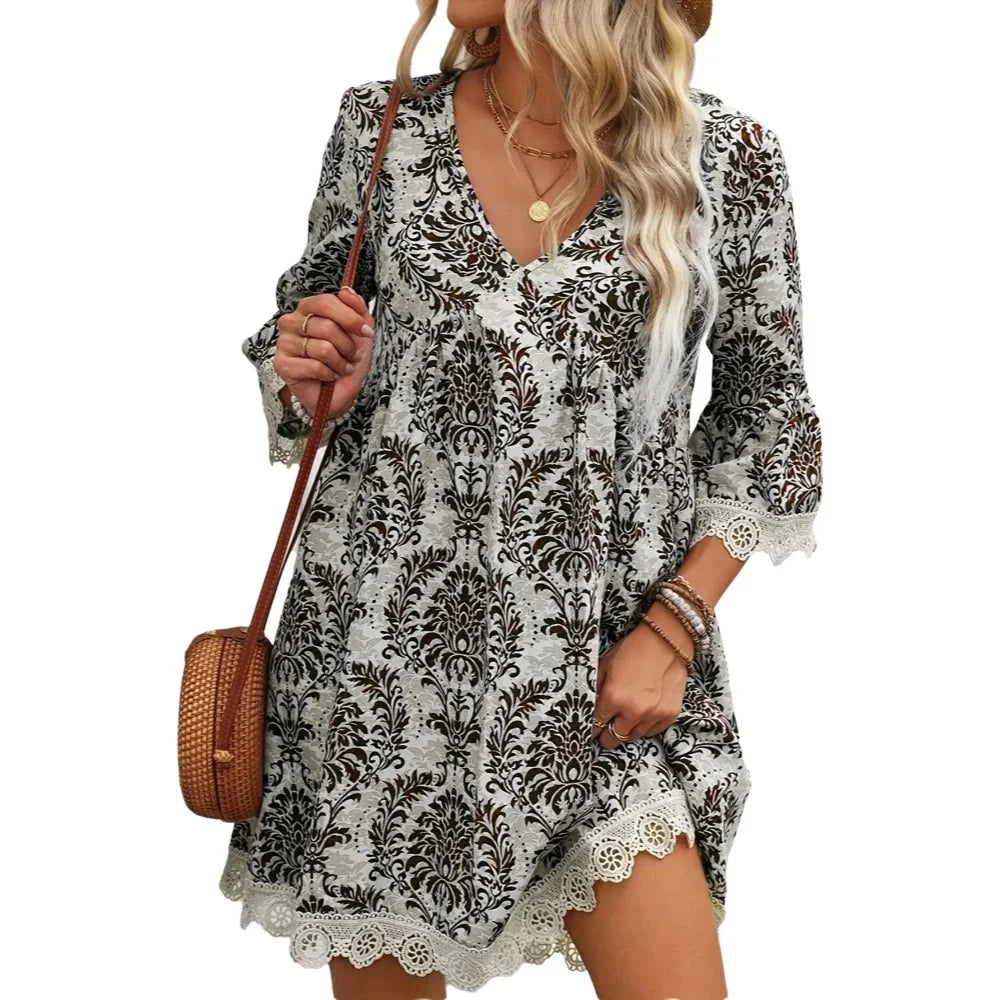 2025 Large Size Women's Dress Casual Loose Fit Maxi Gown Plus Size Fashionable Clothing for Plus Size Women