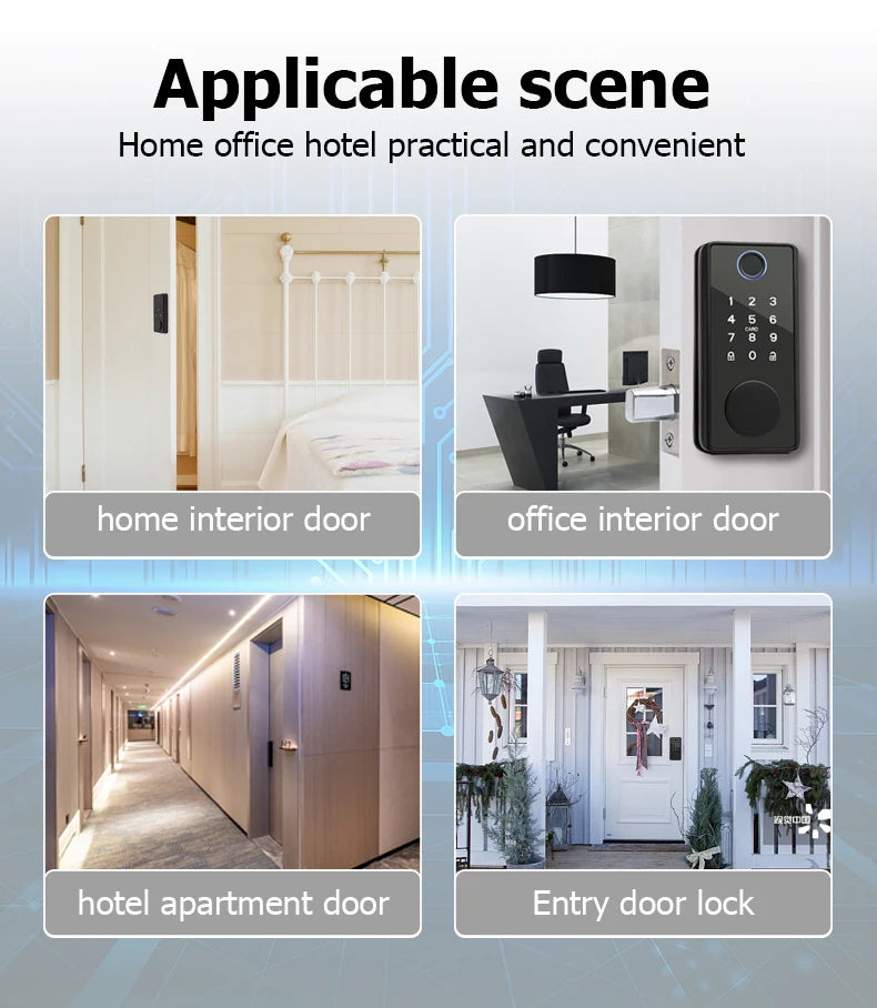 RAYKUBE DS01 BLE TT Lock Smart Fingerprint Deadbolt Lock with Latch/Door Sensor Auto Lock Key/Password/Card/ TT Lock APP Unlock