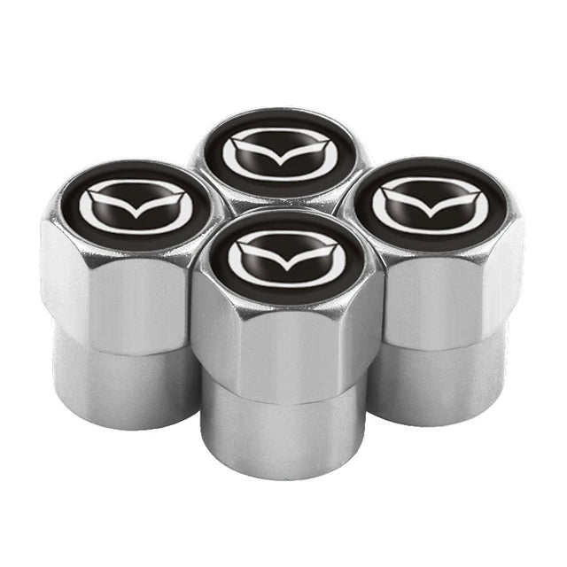 Car Wheel Tire Valve Caps, Stem Case with Logo, Auto Styling, Accessories for Mazda 2, 3, 6, 5, Axela Atenza CX 5, CX3 323, Emblems, 4pcs 