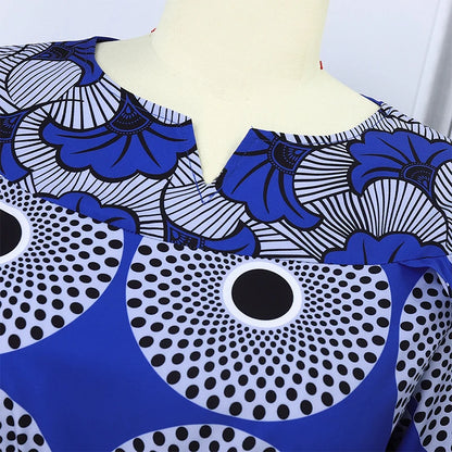Vestido largo con estampado bohemio VONDA de talla grande 5XL para mujer, manga larga tipo farol, elegante, cuello en V, para vacaciones