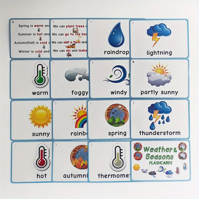Weather & Season Learning Card English Classroom Group Learning Tools Grammar and Vocabulary Building for Beginner