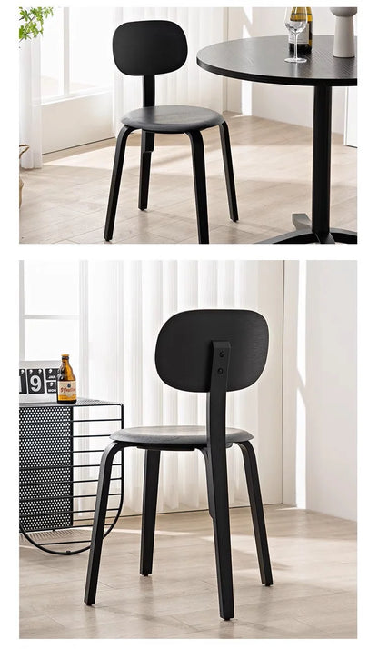 Nordic Plywood Dining Round Seat Stackable Vintage Curved Backrest Chair