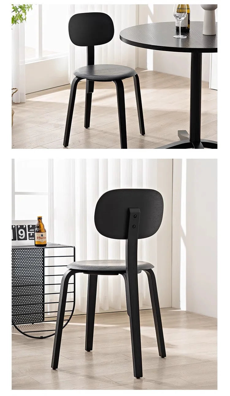 Nordic Plywood Dining Round Seat Stackable Vintage Curved Backrest Chair