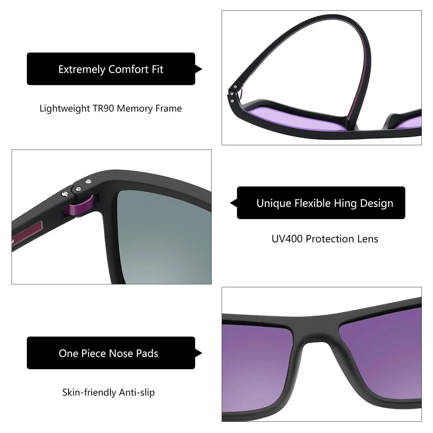 ZENOTTIC Polarized Sunglasses for Men Shades Lightweight TR90 Frame UV400 Protection Square Outdoor Travel Driving Sun Glasses