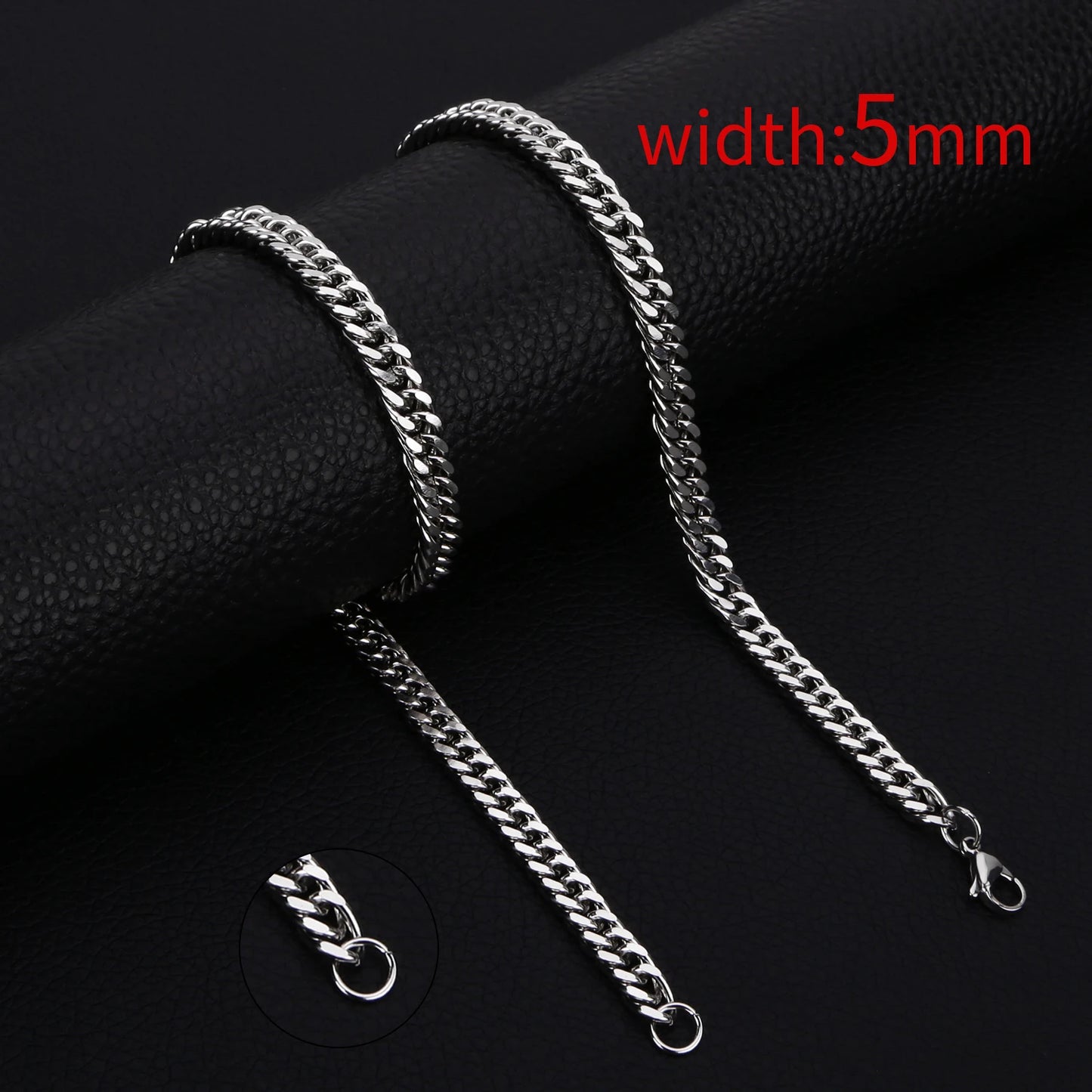 Collar HIYEE de cadena clásica de cuerda para hombre, ancho de 2/3/4/5 mm, cadena cubana tipo fígaro de acero inoxidable, joyería para hombre y mujer.