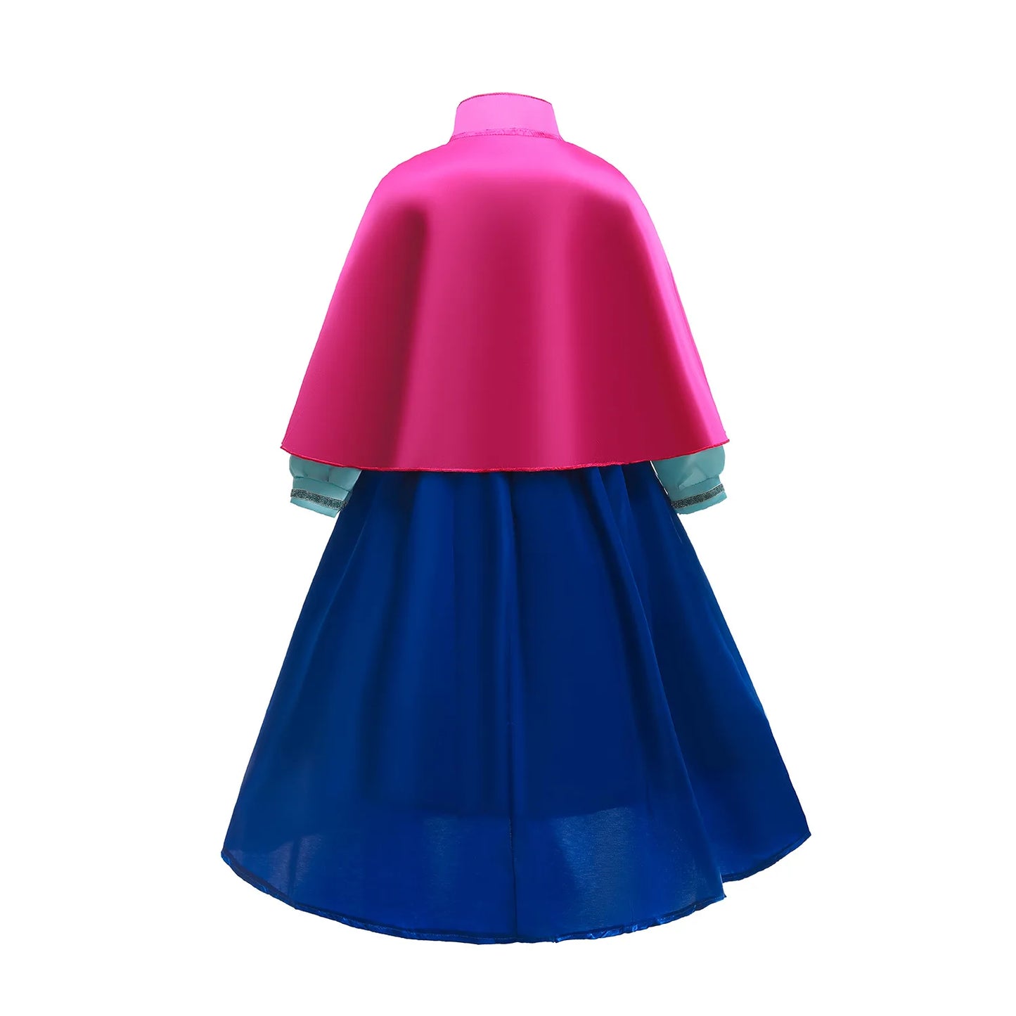 Disney Frozen Princess Anna Dress with Fuchsia Cape Girls Snow Queen Elsa's Sister Costume Play Toddler Carnival Royal Frocks