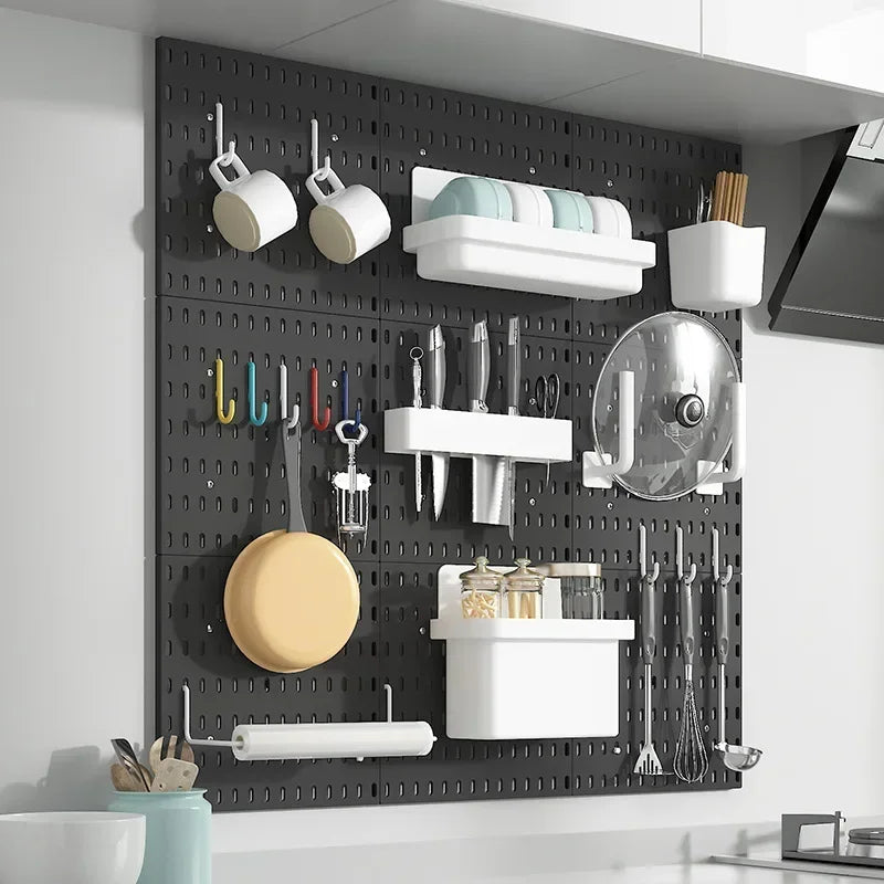 Kit de estante para platos con combinación gratuita, tablero con agujeros para pared, organizador de cocina, herramientas, manualidades, organización, exhibición de adornos