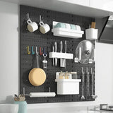 Kit de estante para platos con combinación gratuita, tablero con agujeros para pared, organizador de cocina, herramientas, manualidades, organización, exhibición de adornos