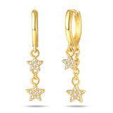 Clássico 925 Brincos de Prata para Mulheres, Estrelas, Luas, Pérolas, Abelhas, Argola Dourada, Noivado, Aniversário, Presente Joalheria Fina