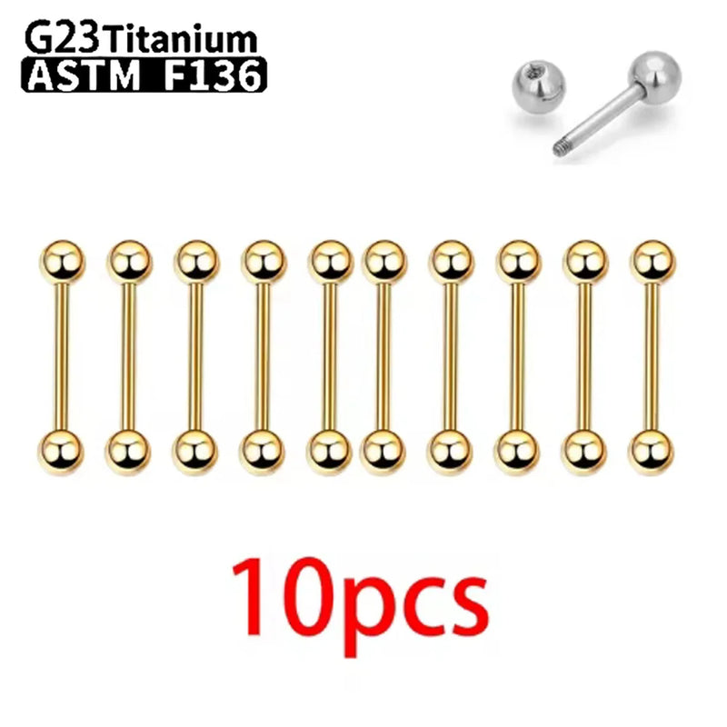 1/5/10pcs G23 Titanium External Internal thread Piercing Jewelry 14G 16G Long Industrial Sexy Barbell Barbell Ring Tongue
