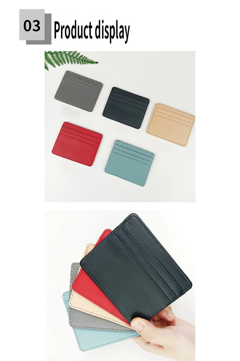 1Pc Pu Leather ID Card Holder Candy Color Bank Credit Card Box Multi Slot Slim Card Case Wallet Women Men Business Card Cover