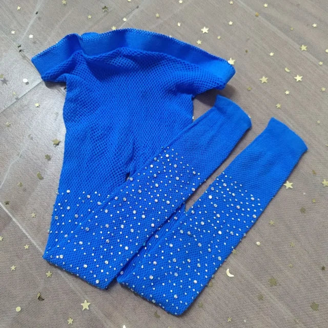 Medias de rejilla de moda para niñas, con encaje hueco y purpurina de diamantes de imitación, de verano 