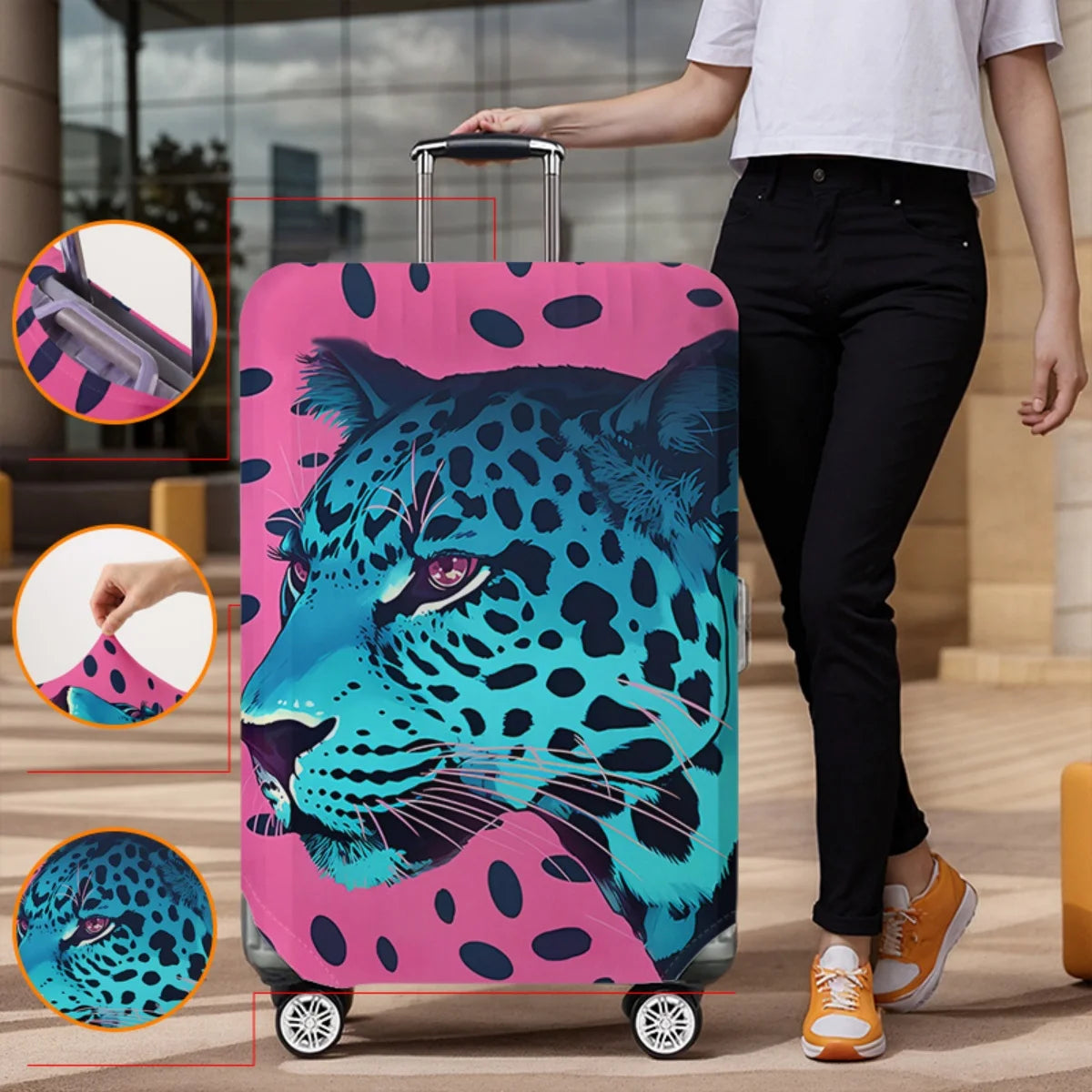 Luggage Protective Cover With Cartoon Print