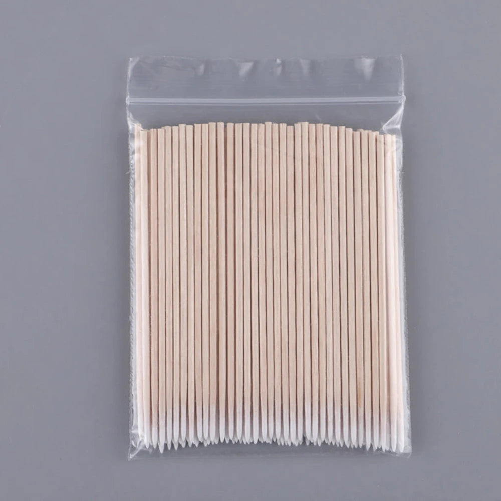 Pregos De Madeira Cotonete De Madeira, Varas De Limpeza, Ponta Bud, Manicure Detalhe Corrector, Removedor De Esmalte, Cabeça De Algodão, 10cm, 100 Pcs, 300 Pcs, 500Pcs