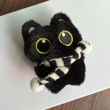 Black Cat Doll Pendant Keychain Cute Pilot Little Black Cat Hanging Backpack Keychain Creative Cat Plush Keychain Gift for Phone
