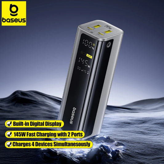 Baseus 145W Power Bank 20800mAh PD 100W Fast Charging with Smart Digital Display Portable External PowerBank for Laptop Phone 17