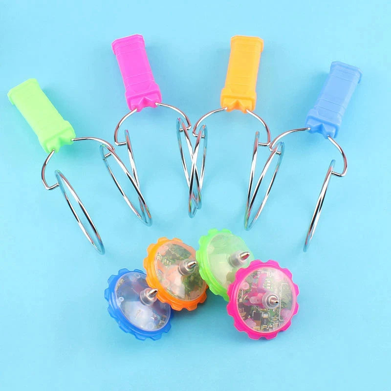 Giroscopio magnético mágico con luz LED, juguete creativo con manivela, luminoso, colorido, con mango giratorio, clásico para niños