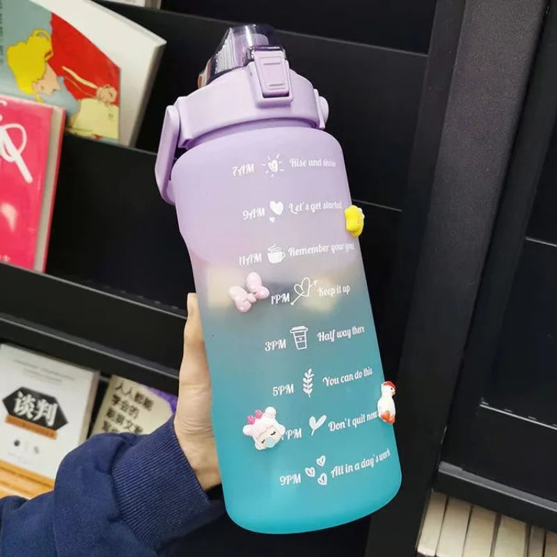 2025 Spring/Summer 2L Large Capacity Outdoor Plastic Bouncing Straw Sports Water Bottle Leak-proof Portable Refill Cups
