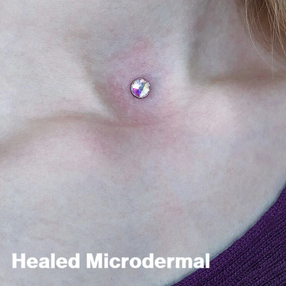 Piercing microdermal Medusa de titanio con cristal dérmico, superficie superior, 1,6 mm, 14 g, 3, 4, 5 y 7 mm, color de joya a elegir, 1 unidad