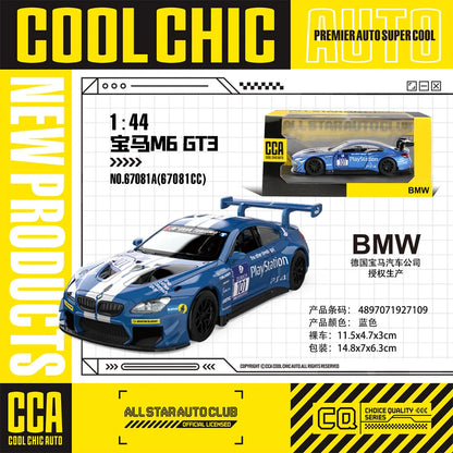 CCA 1:43 BMW Gulf Oil Station Shell Station McLaren Lamborghini Series Racing Alloy Car Model Toy Car Casting Pullback Function