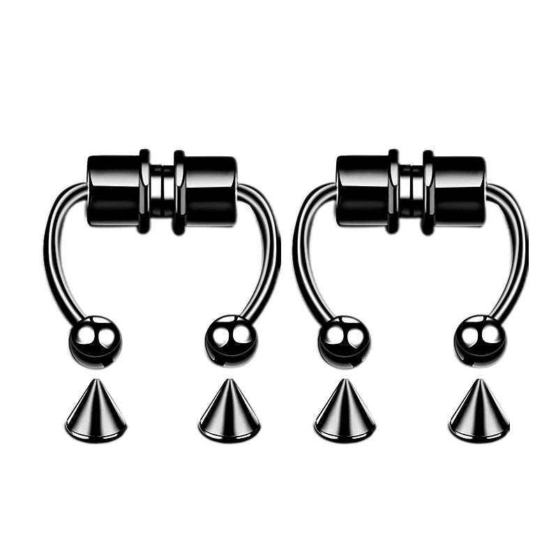 Fake Nose Ring Hoop Septum Non-Piercing Nose Clip Rock Hip Hop Stainless Steel Magnet Fashion Punk Women Body Jewelry