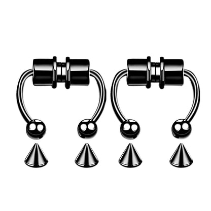 Piercing falso anel de nariz argola septo não piercing clipe de nariz rock hiphoop ímã de aço inoxidável moda punk corpo feminino jóias